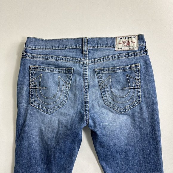 True Religion Men 36x34 Rocco No Flap Big T Relaxed Skinny Jeans Distressed ￼‎ - Picture 5 of 12